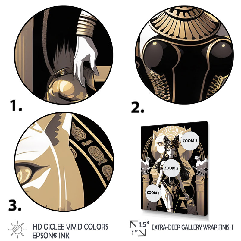 Glamour Goddes - Illustration rétro de chats blancs, H 20 po x l 12 po x P 1 po, Cadre doré à une seule photo