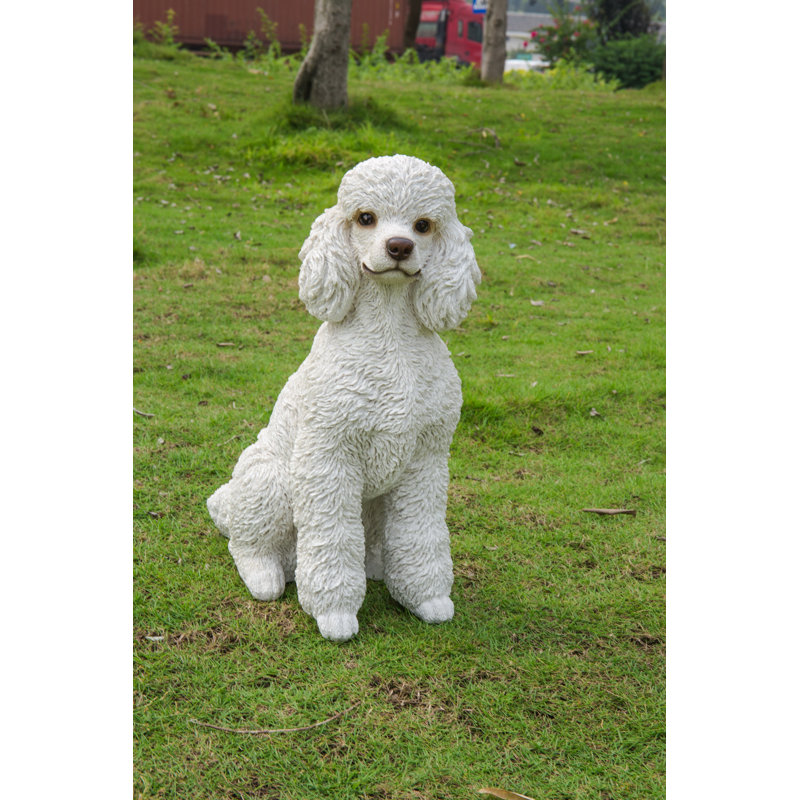 Statue caniche assis, Blanc