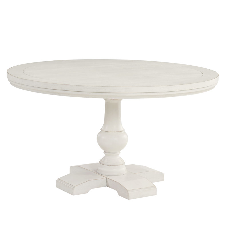 Antique White Round Wood Dining Table for Six