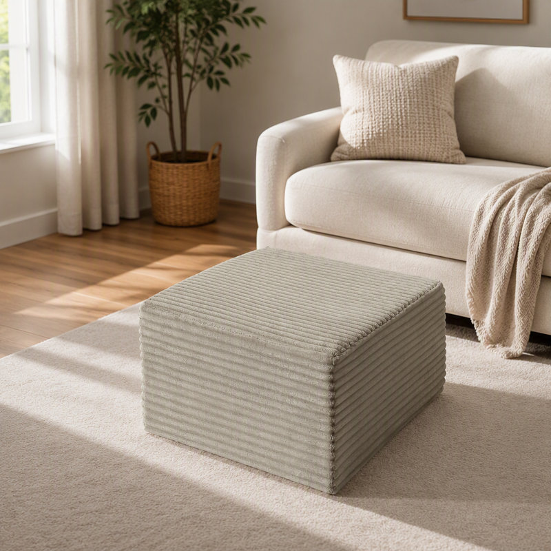 Fauteuil d'appoint moderne en velours côtelé, pouf ottoman infonuagique sans os pour salon, tabouret décoratif confortable, aucun assemblage requis