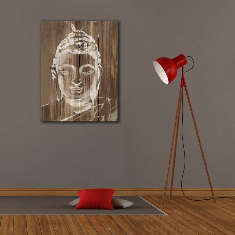 «Buddha on Wood 2» par Annie Warren, art mural sur toile, 26 po x 34 po, H 34 po x l 26 po