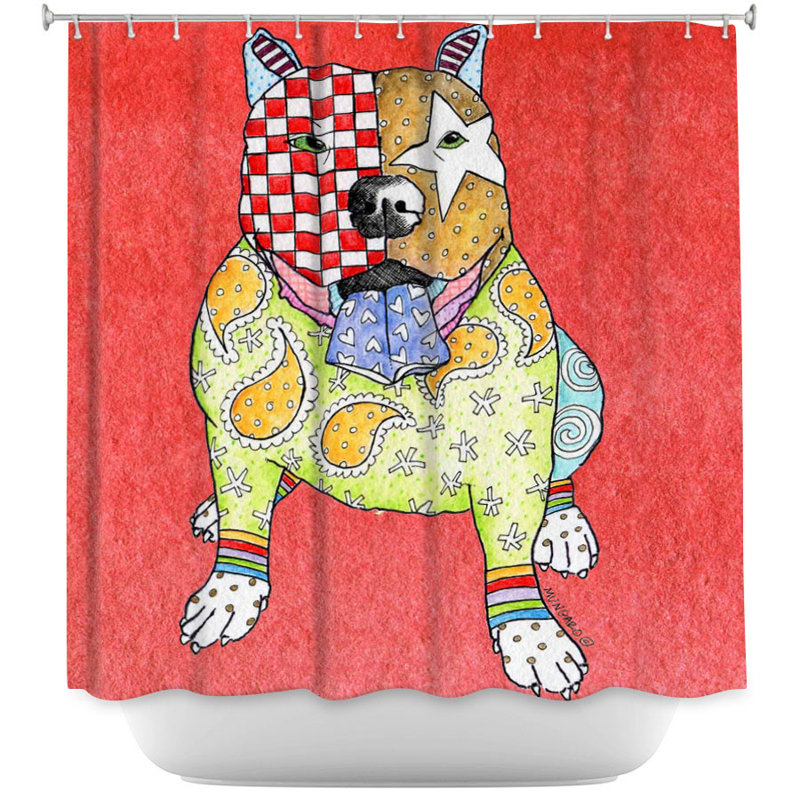 Rideau de douche simple pitbull dog light, Rouge