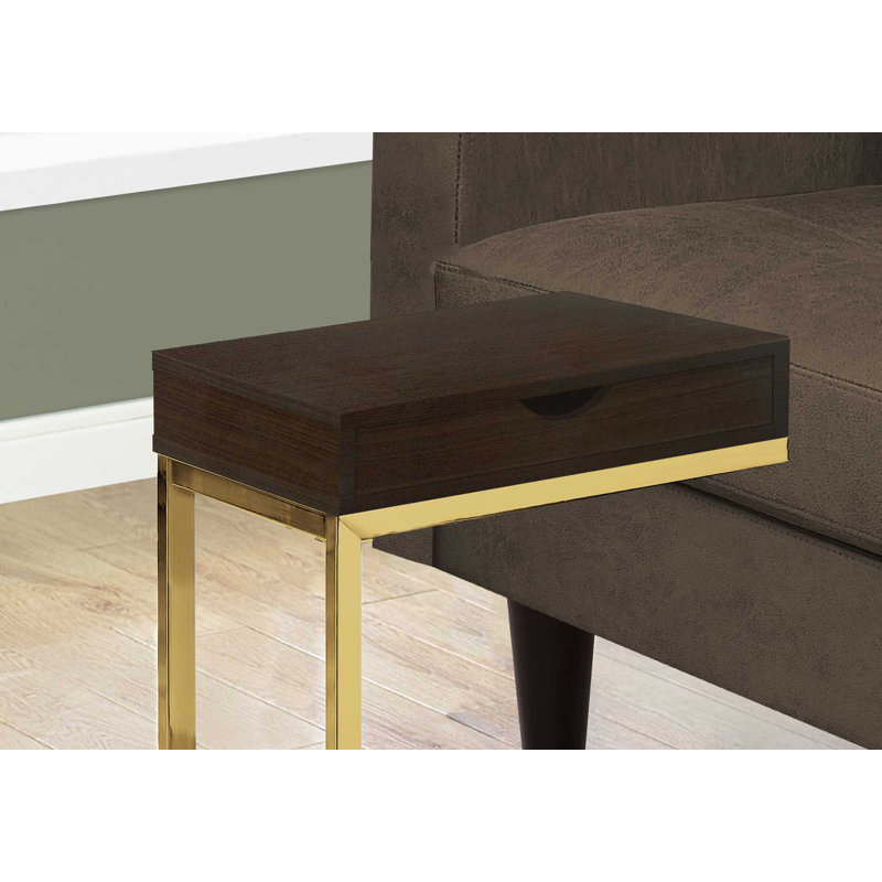 Table de bout Marybeth, Doré, Cappuccino, H 24,5 po x l 15,75 po x P 10,25 po