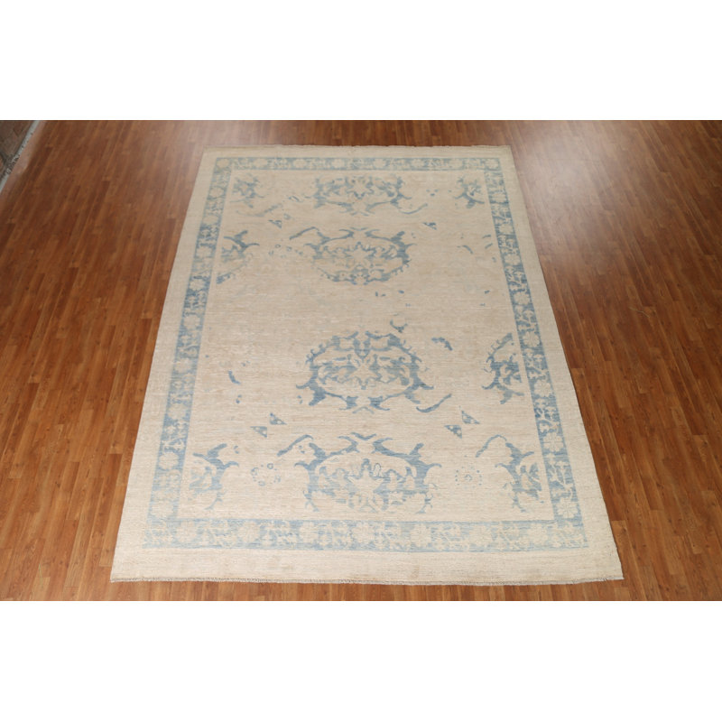 Tapis oriental Oushak à teinture végétale noué à la main 9 x 12