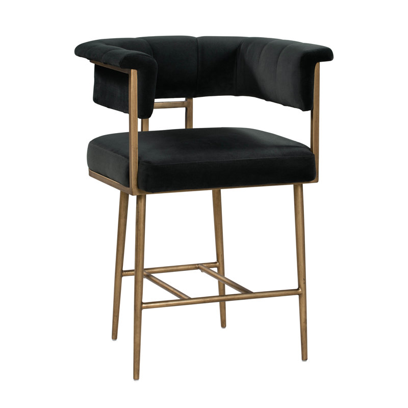 Beyan Upholstered Counter Stool with Metal Frame, 95cm H x 66cm W x 55.1cm D 