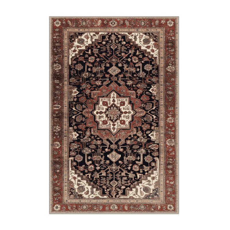 Machine Washable Persian Brown Area Rug, Rectangle 5' x 7'