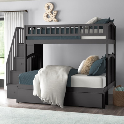Jaxson Kids Solid Wood Staircase Bunk Bed with Roll Out Trundle