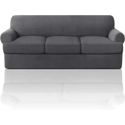 T Cushion Sofa Slipcover 4 Pieces Sofa Covers For T Cushion Couch Soft Sofa Slip Covers Furniture Protector With 3 Individual T Shape Seat Covers