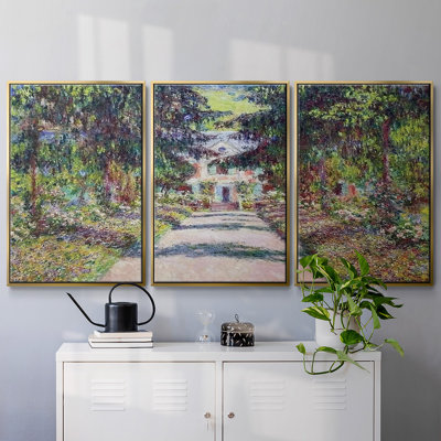 Sentier dans le jardin de Monet à Giverny, 1900, reproduction sur toile 3 pièces