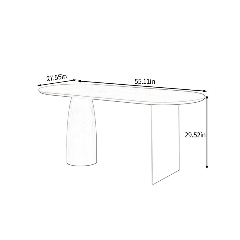 Solid wood and acrylic dining table, 29.52"H x 55.11"L x 27.55"W