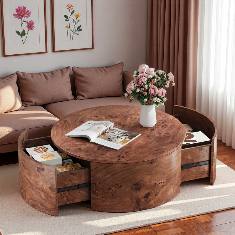 Table basse à 360 ° avec 2 tiroirs