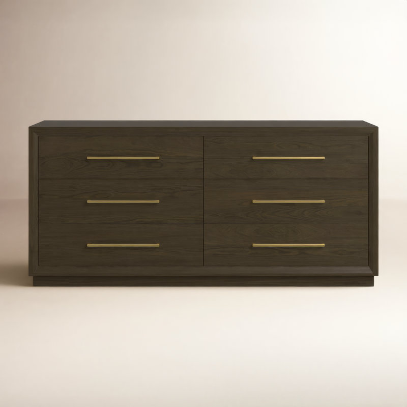 Langley 67.99" W 6-Drawer Double Dresser, Cherry