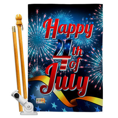 Double Sided 40'' H x 28'' W Polyester Independence Day Flag Set