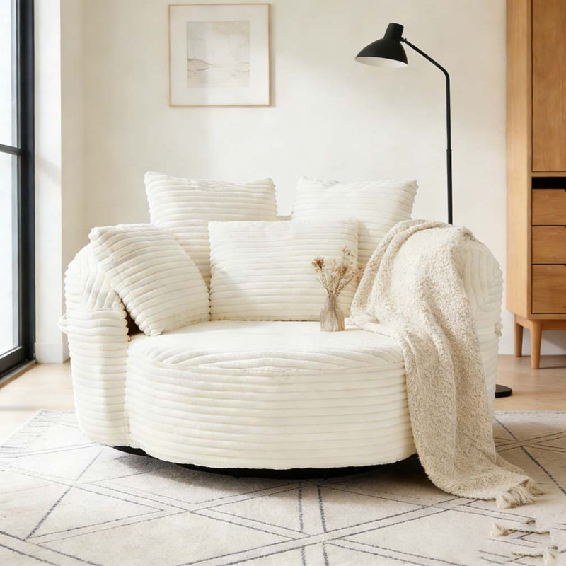 Fauteuil demi-tonneau pivotant à 360 °, Beige