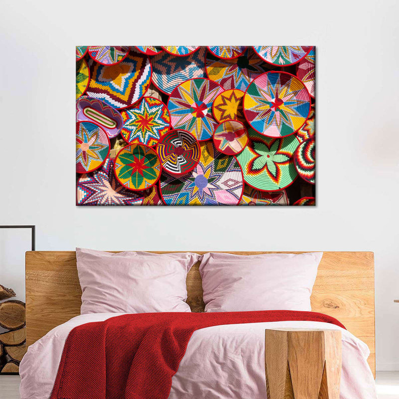 Paniers en osier éthiopien sur toile, H 12 po x l 8 po x P 1 po
