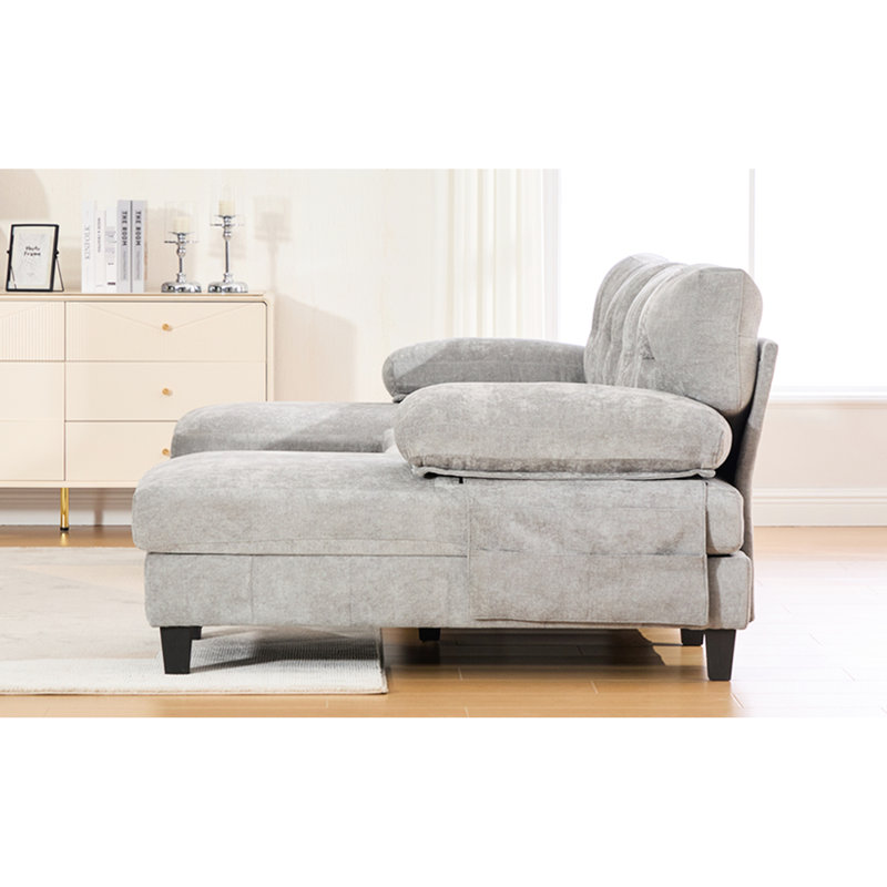 Grey Chenille U-Shaped Sectional Couch With Dual Chaise Lounges, Storage Spaces And Armrest Pillows For Living Room Comfort Zone Furniture Setup