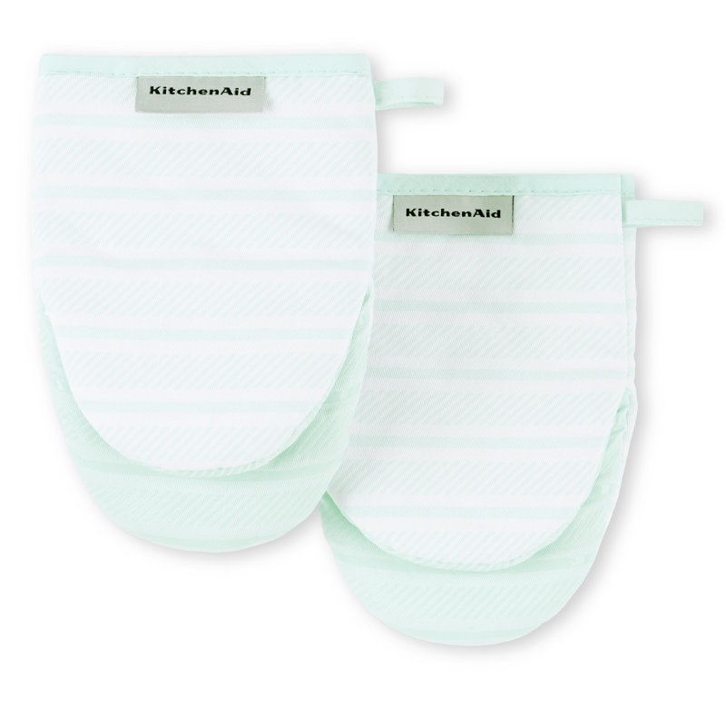 KITCHENAID Albany Mini Oven Mitt 2-Pack Set, Mineral Water, 5.5" W x 8.5" L