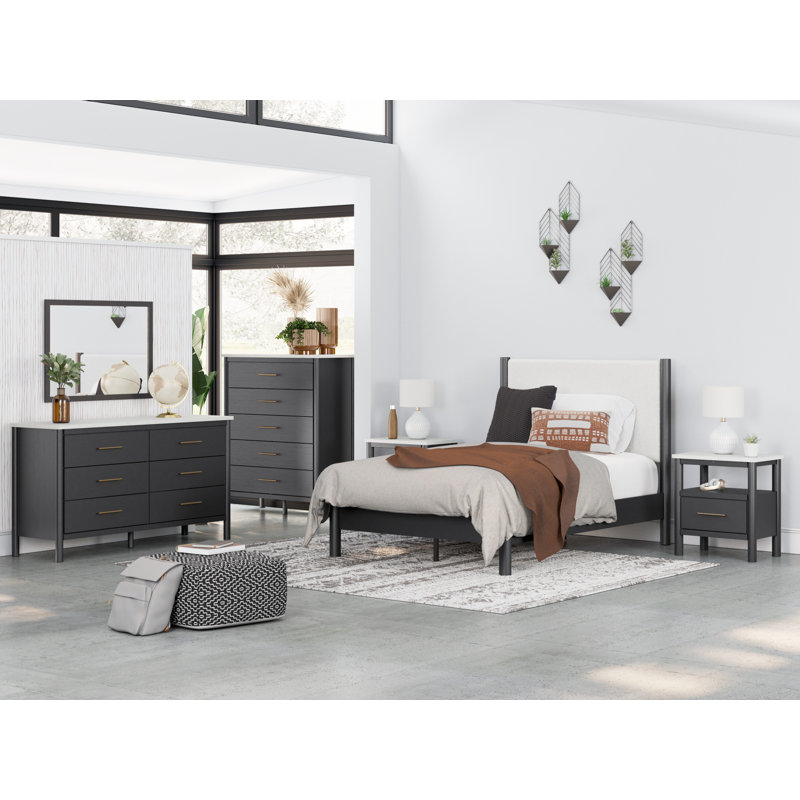 Cadmori Black and White 5-Drawer Transitional Chest