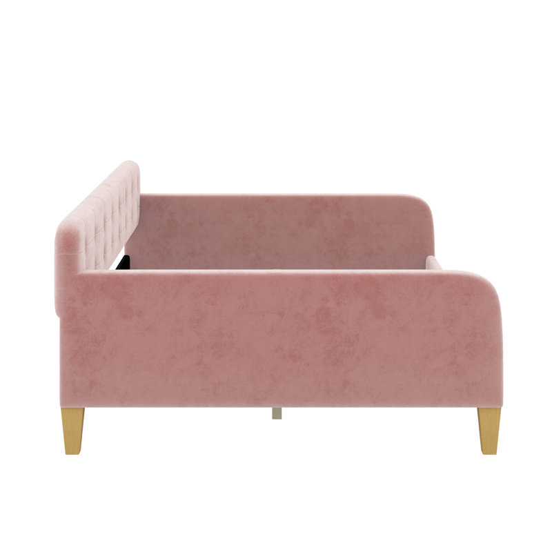 Upholstered Daybed With 4 Support Legs, Full, Pink