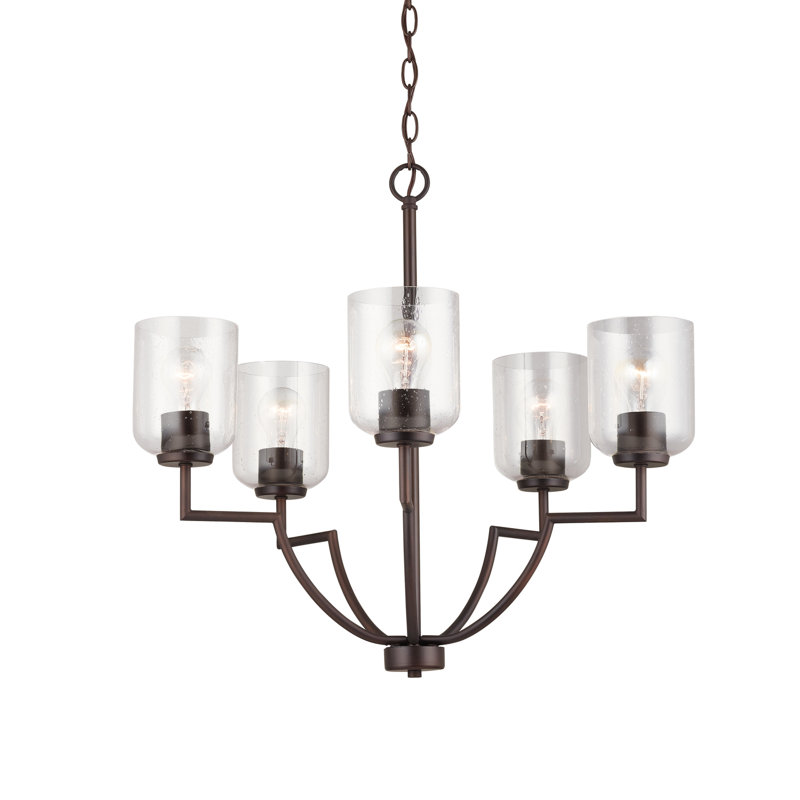 Lustre classique 5 lumières à abat-jour Carter, Bronze