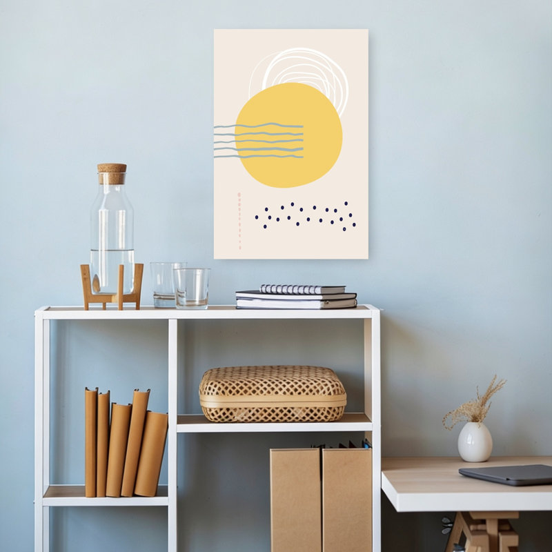 Abstract Yellow Circle Shapes Abstract Contemporary Geometric Wall Art Print 1 Piece Wrapped Canvas Wall Art