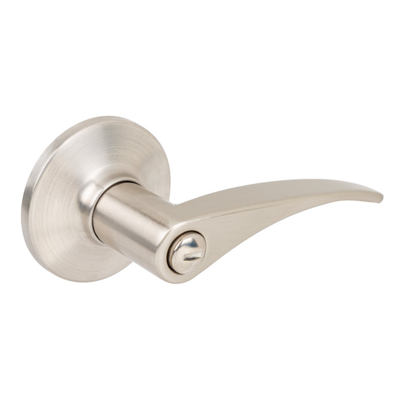 Apollo Privacy Door Lever with Round Rosette, Satin Nickel