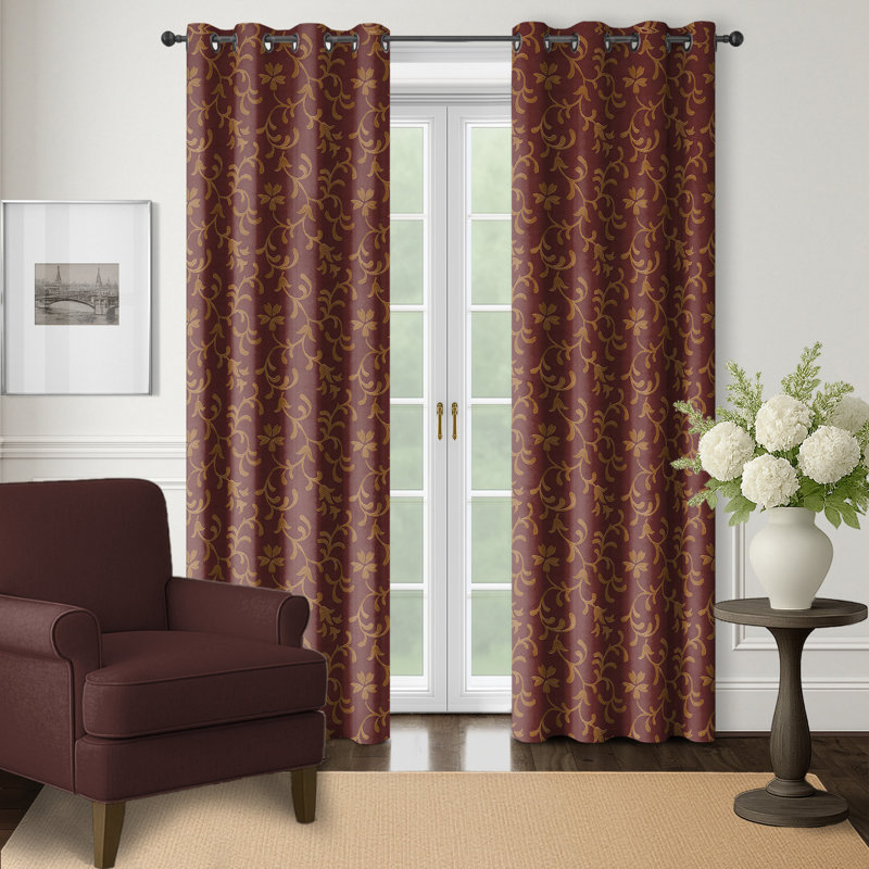 Paire de panneaux de rideaux à œillets Casnet Garnet (l 50 po x L 108 po), Grenat, L 50 po x L 108 po