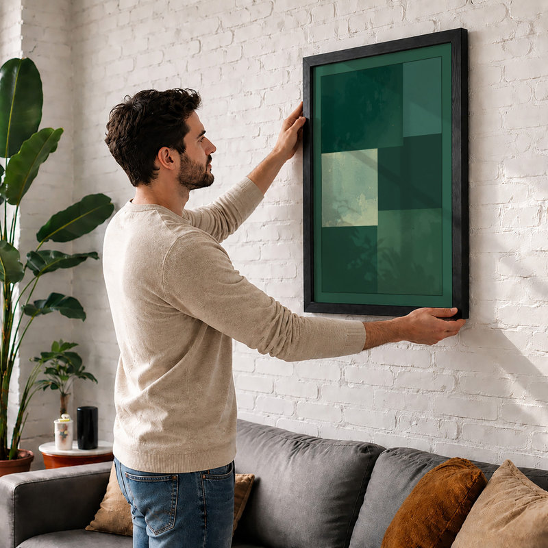 Shades of Green Minimalist - Framed Print, A4 - 29.7 x 21.0 cm, White