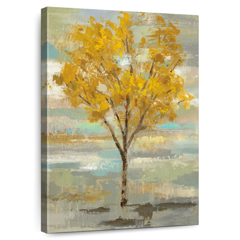 Harnek arbre doré et brouillard I, H 39 po x l 26 po