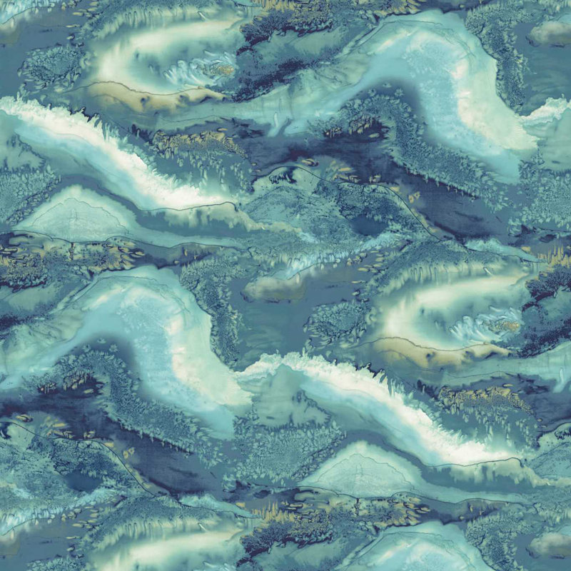 Reflected Obsidian 13.35m x 68.5cm Wallpaper Roll, Azurite