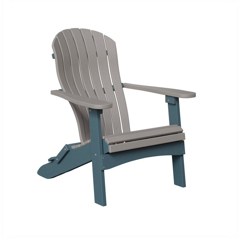 Berlin Gardens Contour Folding Adirondack Chair, Light Gray with Slate