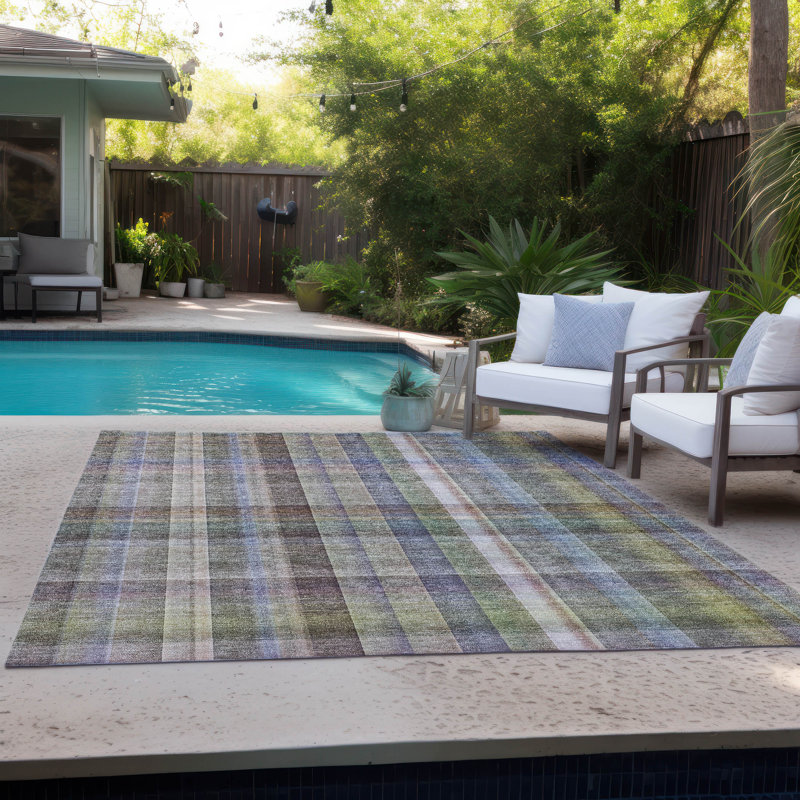 Alfonzo Washable Striped Indoor / Outdoor Rug, Rectangle 2'6" x 3'10"