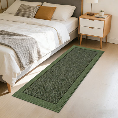 24X60 Inch Indoor Non-Slip Washable Door Mat, Dirt Resistant Absorbent Entryway Rug, Green