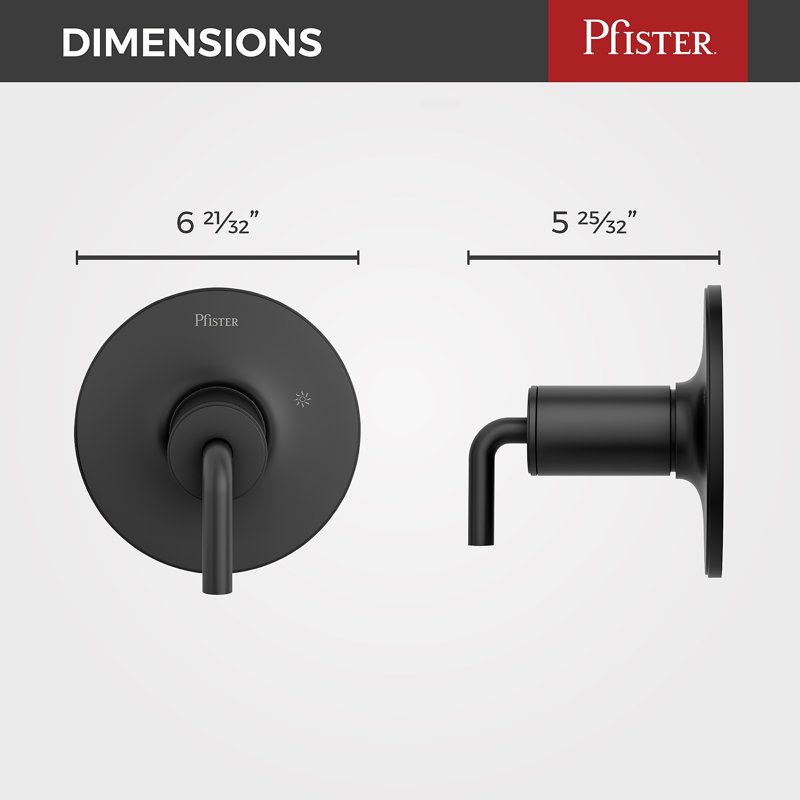Garniture de robinet de baignoire et de douche à poignée simple Tenet, Noir mat
