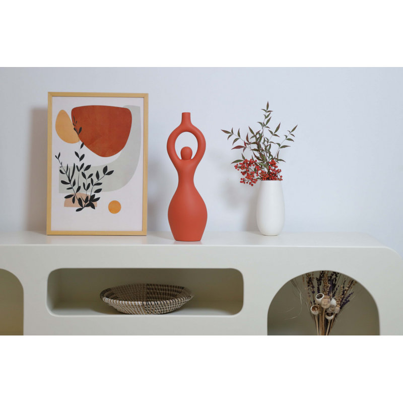 Elegant Orange Ceramic Vase, 5.7 x 3.9 x 16.9 inches | 100% High-Quality Ceramic, Perfect for Floral Arrangements & Home Décor | Stylish Accent Piece for Living Room, Office, or Entryway