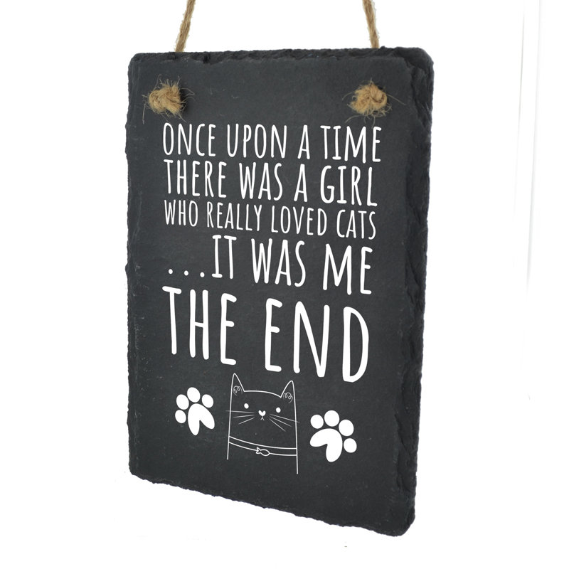 Hecht Girl Loved Cats Slate Plaque Wall Décor