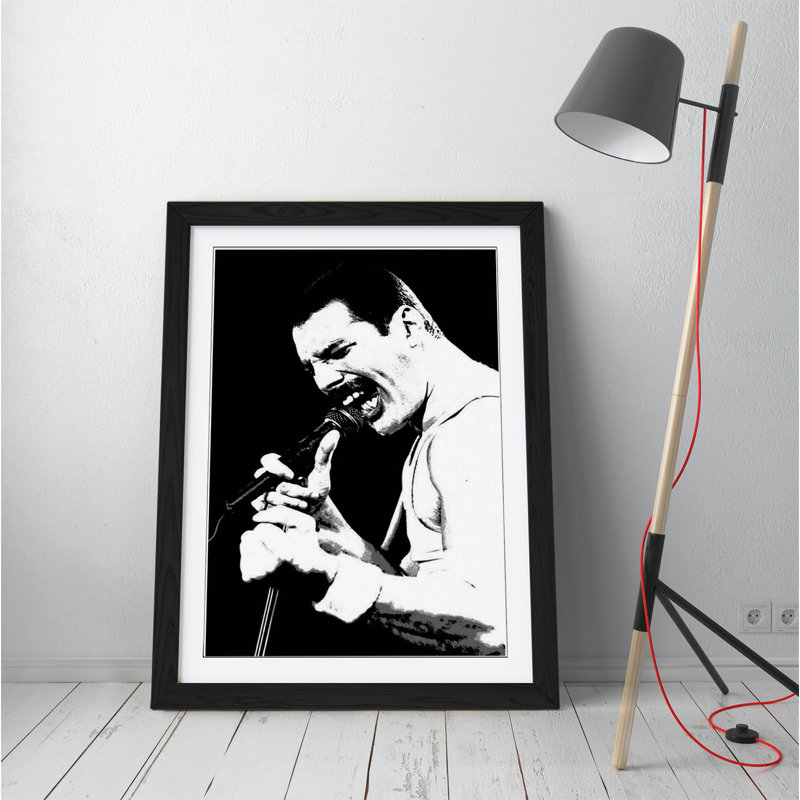 Musician Freddie Mercury - Single Picture Frame Print on Canvas, Black Framed, 47cm H x 35cm W