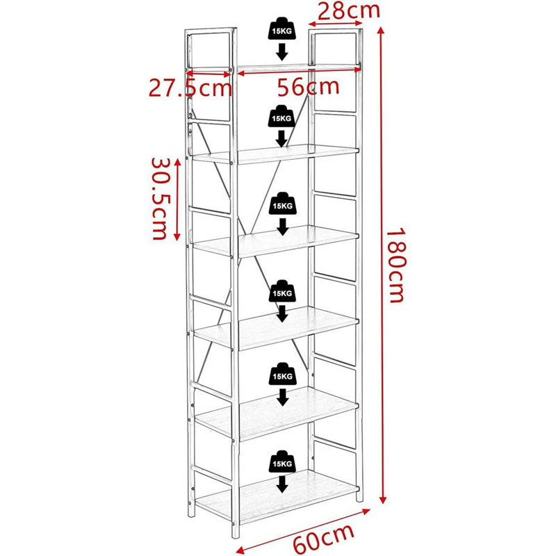 Delorian 60cm W Metal Shelving Unit, Light Oak/White