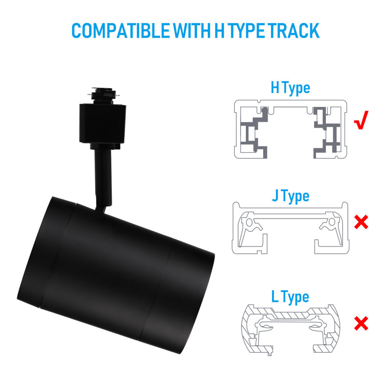 Têtes d'éclairage sur rail à DEL à intensité variable de qualité commerciale, projecteur de rail de type H, 17,5 W, homologué ETL