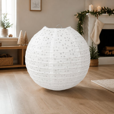 12-Pack White 8-Inch Round Hanging Paper Lanterns for Decorative Displays
