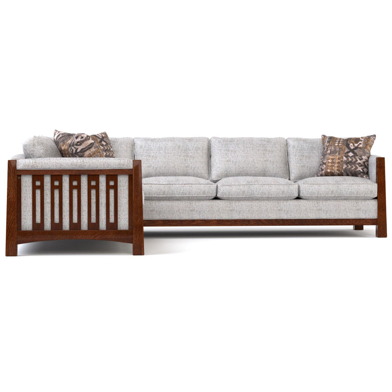 Highlands Sectional, Medium Wood, Right Hand Facing