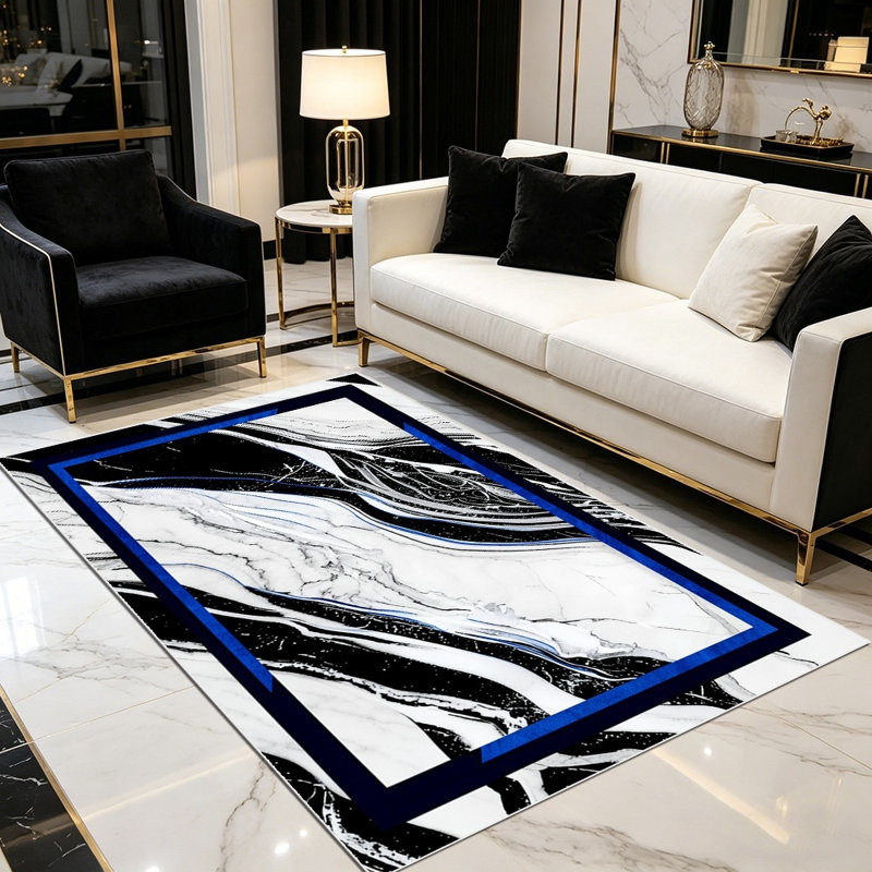 Modern marble patterned rugs are available in various sizes, suitable for use as large rugs in living rooms, bedside rugs in bedrooms, and decorative pieces for entryways/studies, adapting to multiple scenarios.