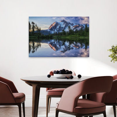 Sunrise on Mount Shuksan Abstract Contemporary Pine Tree Fir Forest Landscape Wall Art Print 1 Piece Wrapped Canvas Wall Art