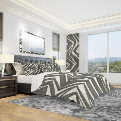 Modern & Contemporary Polyester Weave / Muslin Chevron / Zig Zag Duvet Cover