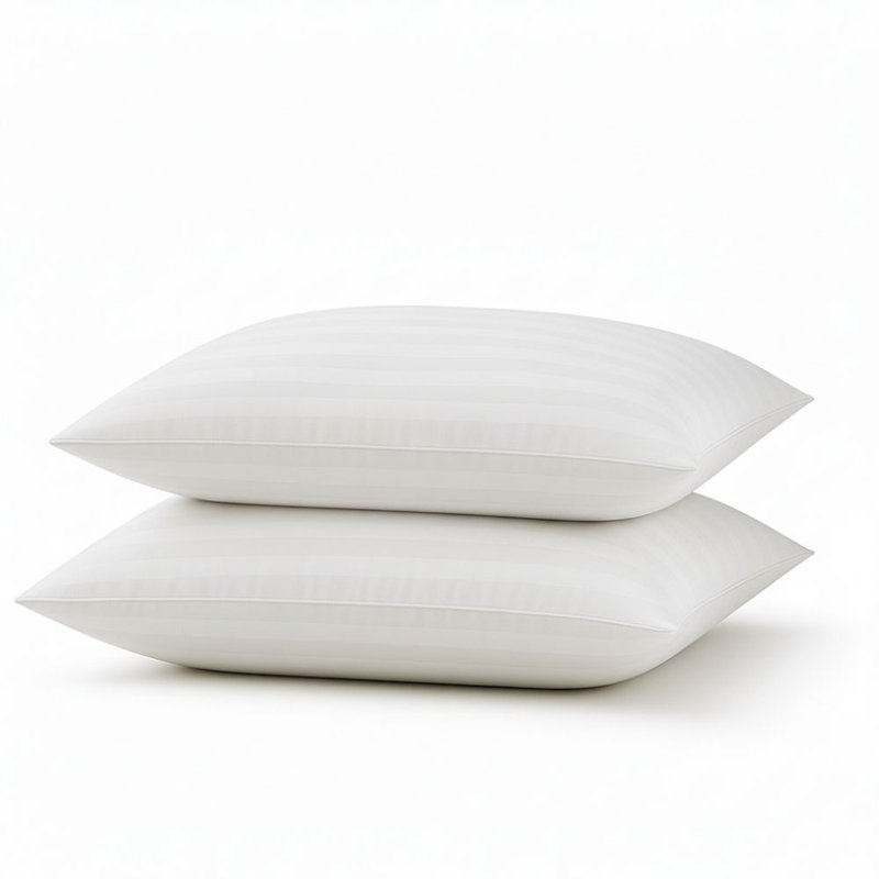 MHG Living Ultra Striped Pillow – Breathable Microfibre Cover Bed Pillows, 1, Medium Firm