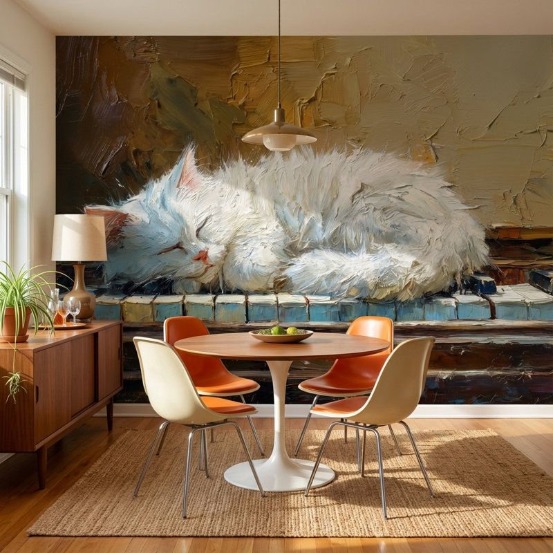 Décoration murale amovible Chat, 120"x96", Peler et coller