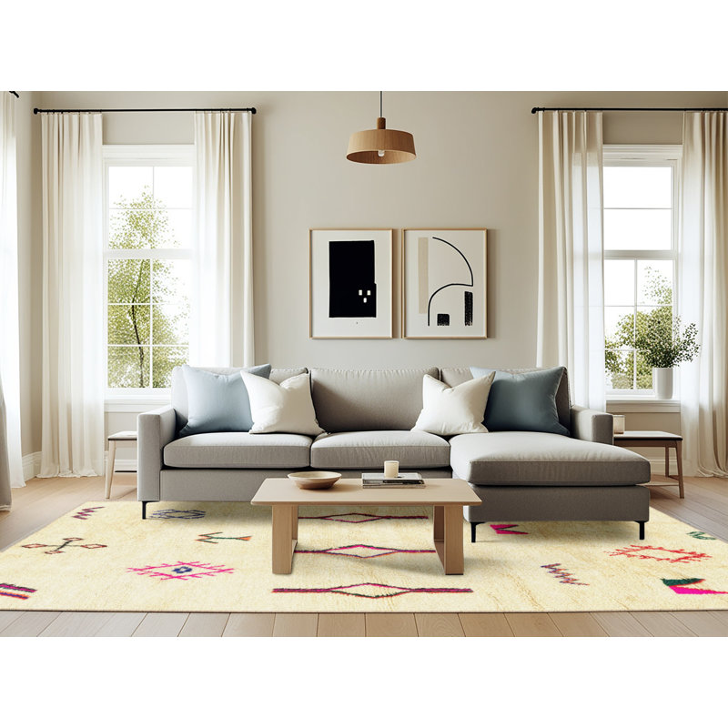 Wool Abstract Indoor Rug, Rectangle 6' x 9'