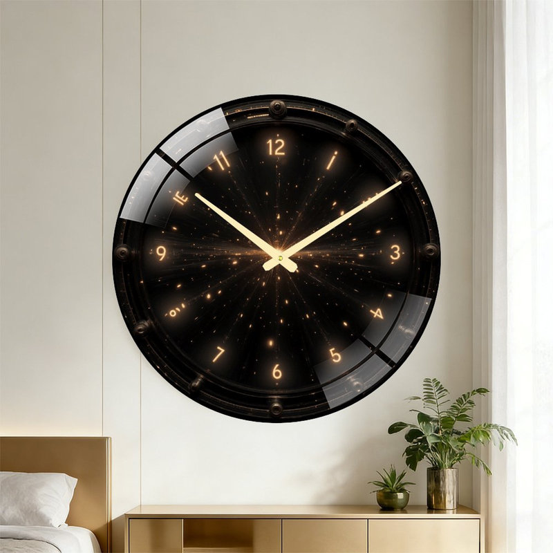 Horloge murale rétro élégante en verre 24 po