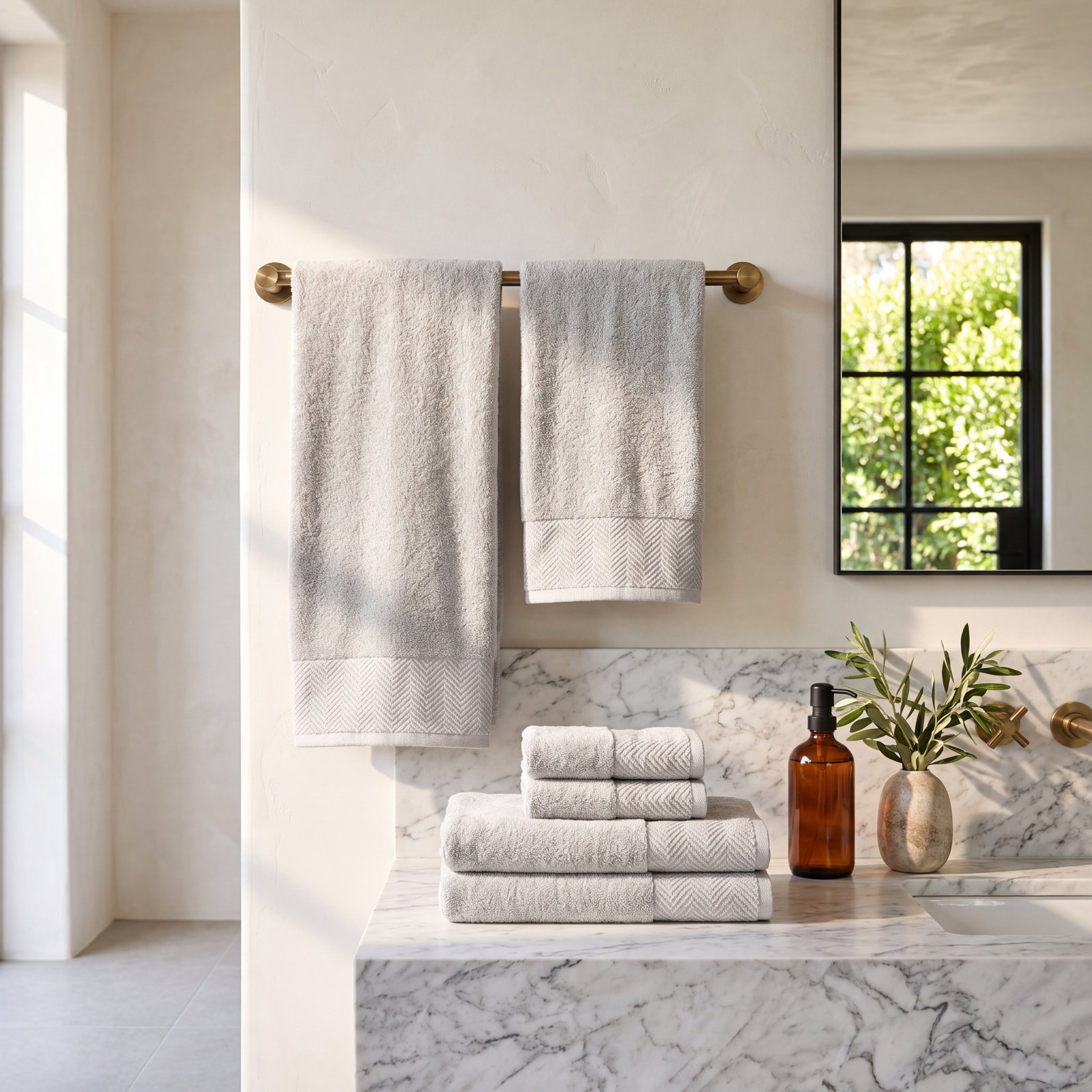Rane Plush Cotton 6-piece Towel Set, Soft Gray
