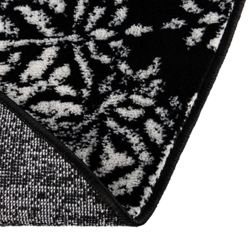 Brandt Floral Area Rug, Runner 2' x 13'1", Black/White